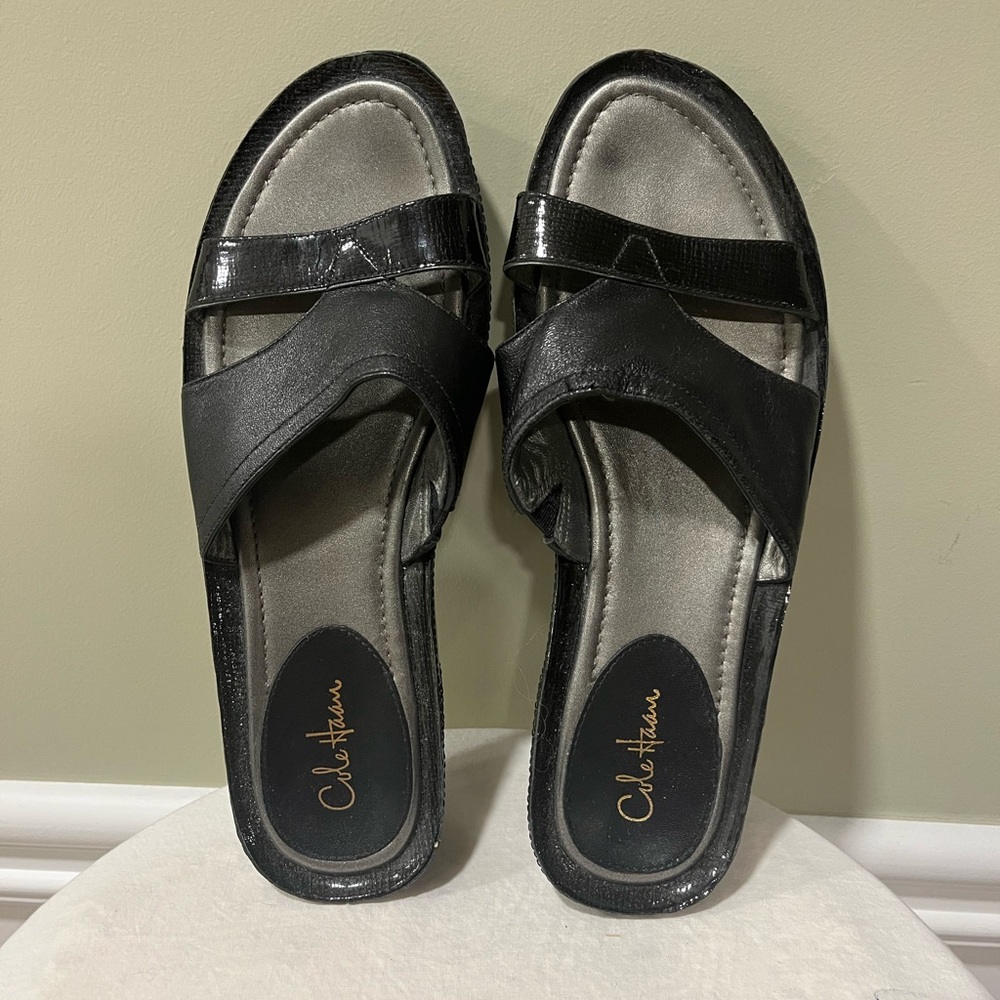 Cole Haan Black Sandals with Crisscross Straps